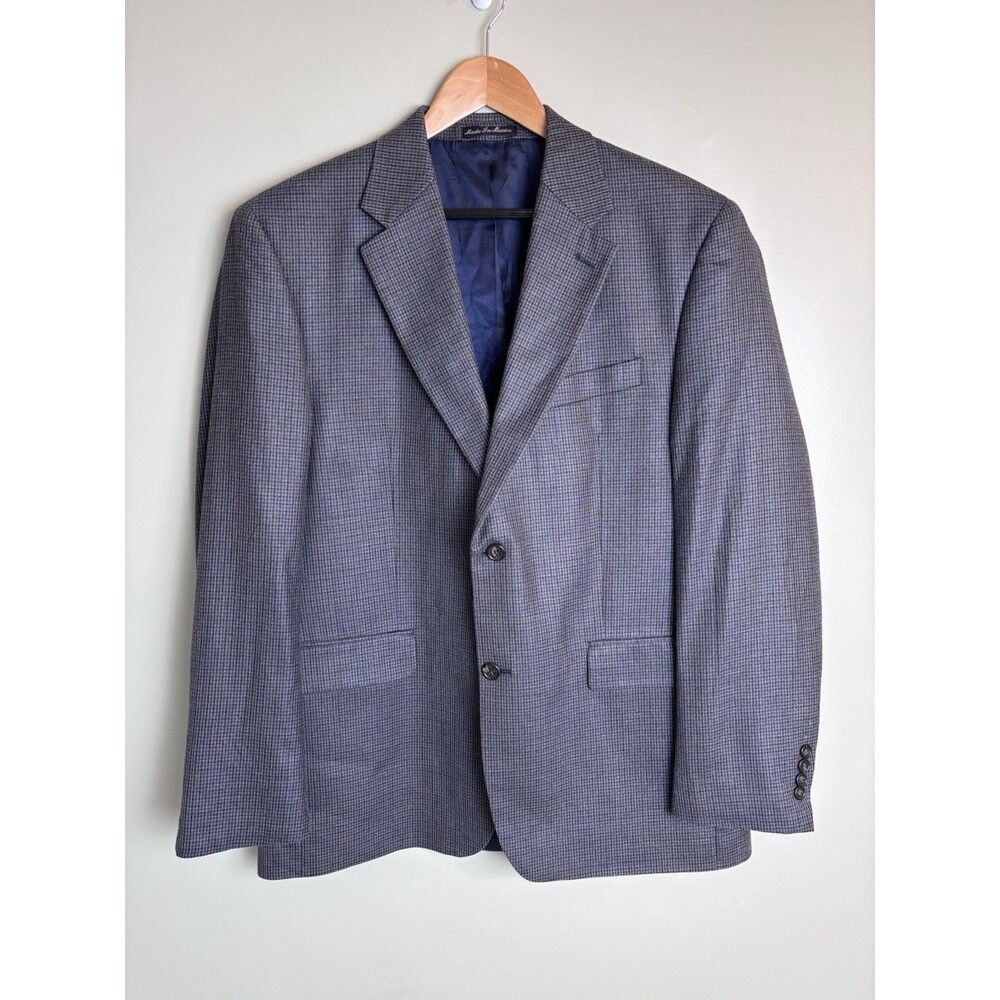 Lauren Ralph Lauren 40R Houndstooth Silk Wool Blazer Jacket Sport Coat Mens
